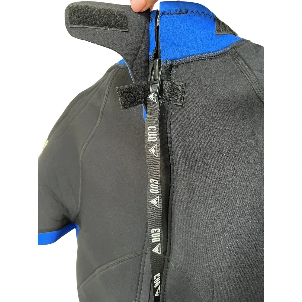 EVO 3mm Shorty Wetsuit Mens XL Black Blue Short Sleeve Back Zip Scuba Dive Surf